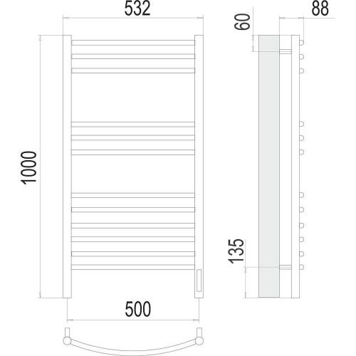 Полотенцесушитель Terminus 4670078527325 53х100 электрический хром - фото 3
