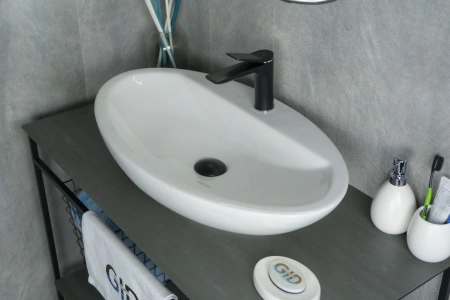 Раковина керамическая Gid Lago 51149 70х40 накладная цвет белый 1 отверстие под смеситель