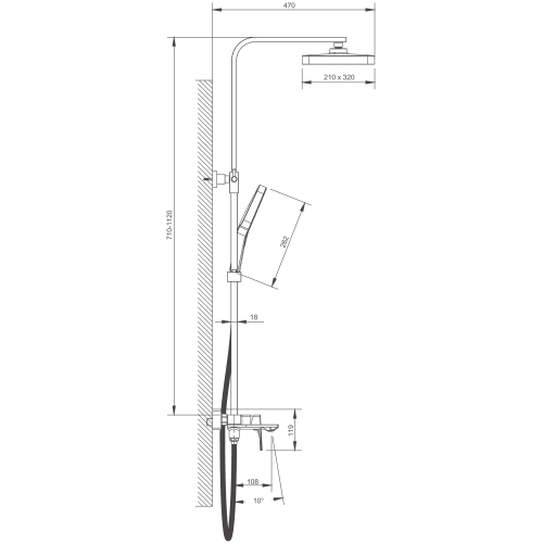 Душевая стойка BELZ B709 B24709 настенная цвет хром - фото 2