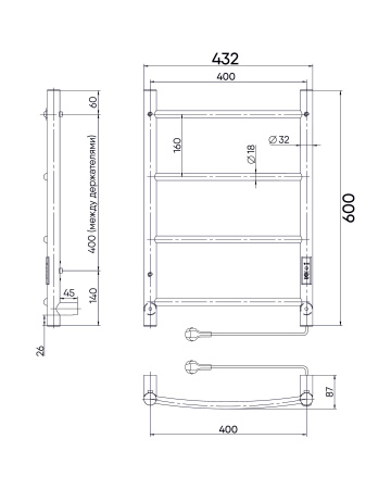 Полотенцесушитель Indigo Arc Lux LCALE60-40Rt 43х60 электрический хром