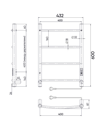 Полотенцесушитель Indigo Arc Lux LCALE60-40Rt 43х60 электрический хром - фото 5