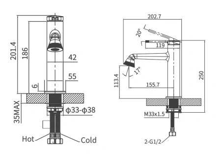 Смеситель Arrow AMP11855LJ на раковину золото