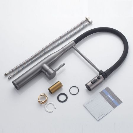 Смеситель для кухни Shevanik S123T-3 на мойку оружейная сталь