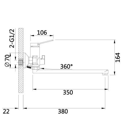 Смеситель для ванны D-Lin D147364-A настенный черный