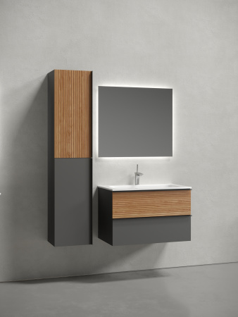 Тумба под раковину Sancos DELTA DL80GR 79х45х50 подвесная цвет дуб красный/графит