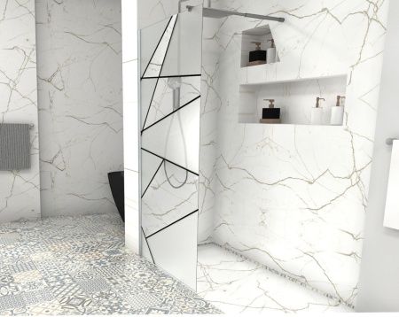 Душевая перегородка Cerutti SPA PICK T90 90х190 стекло прозрачное/матовое профиль хром