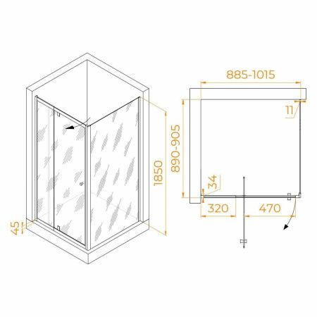 Душевой уголок RGW Passage 41083299-011 90х90 стекло прозрачное профиль хром без поддона