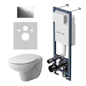 Комплект унитаз с инсталляцией с клавишей смыва Am.Pm Willow IS110151.DX15C1700 Комплект унитаз с инсталляцией с клавишей смыва Am.Pm Willow IS110151.DX15C1700