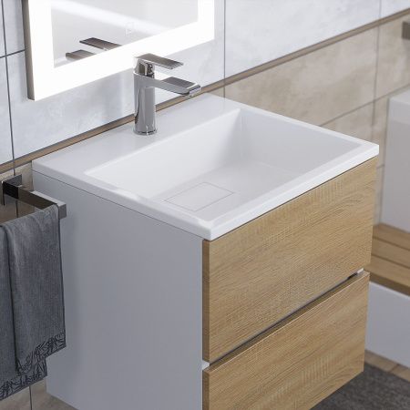 Раковина из искусственного камня Uperwood Barsa 2901120345 50х50 полувстраиваемая цвет белый