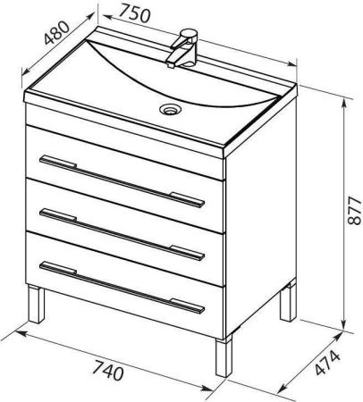 Тумба с раковиной Aquanet Верона 00287671 80х50 напольная цвет белый