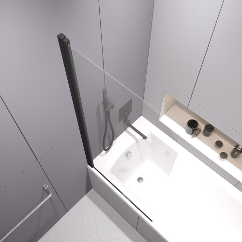 Душевая шторка на ванну RGW Screens 411110908-14 80х150 стекло прозрачное профиль черный ориентация универсальная - фото 5