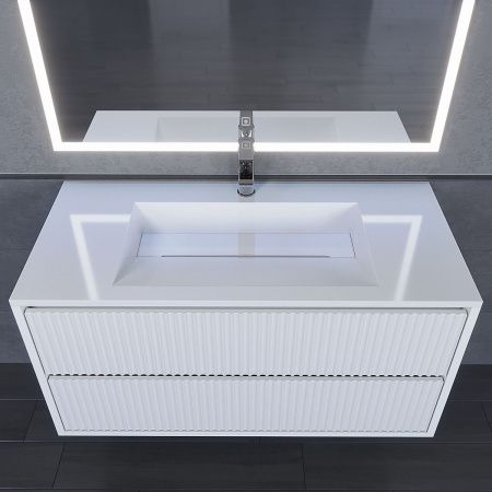 Раковина из искусственного камня Uperwood Next Premium RNext100wg 100х50 полувстраиваемая цвет белый