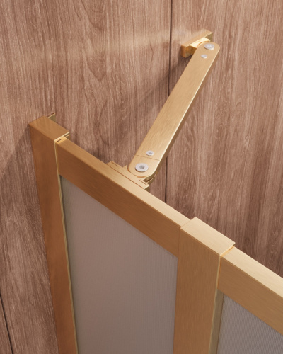 Душевой уголок Cezares MOLVENO MOLVENO-A-22-90+20-P-BORO 110х110 стекло рифленое профиль золото брашированное без поддона - фото 5