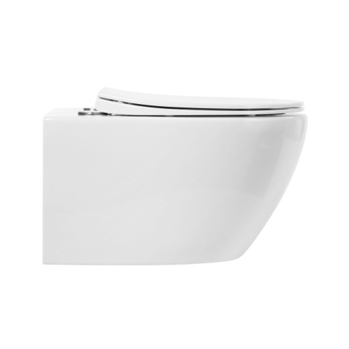 Унитаз подвесной Art&Max Elegant AM9316CHR/SC белый с сиденьем микролифт каскадный смыв - фото 3