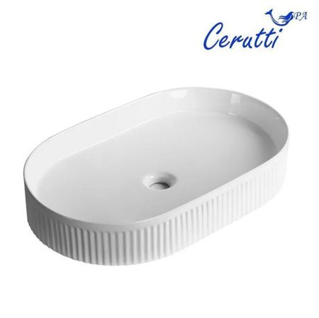 Раковина из сантехнического фарфора Cerutti SPA CR8009 60х40 накладная цвет белый без отверстий под смеситель