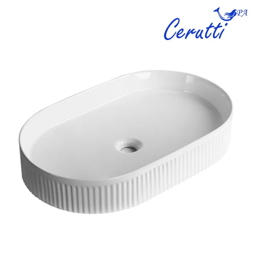 Раковина из сантехнического фарфора Cerutti SPA CR8009 58х36 накладная цвет белый - фото 3