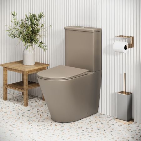 Унитаз напольный с бачком Grossman Color GR-4480BRLMS бежевый с сиденьем безободковый каскадный смыв