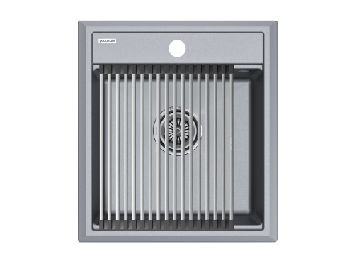 Мойка кухонная Paulmark PM114651-GRM+R375-BS 46х51 серый металлик/брашированная нержавеющая сталь