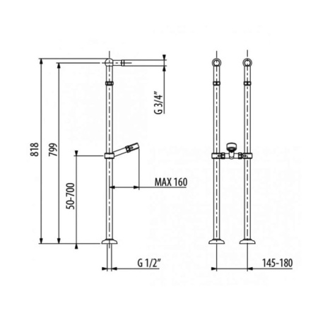 Комплект (2 шт) "ножек" для напольной установки смесителя Gattoni Accessori 1545/00D0
