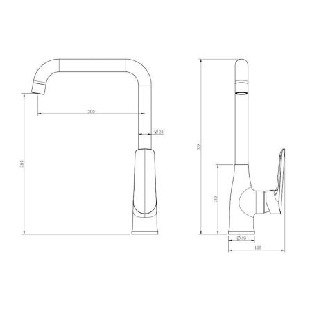 Смеситель для кухни Esko Lagos Black LG06B на мойку черный