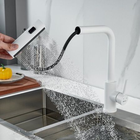 Смеситель для кухни Shevanik S263C на мойку белый