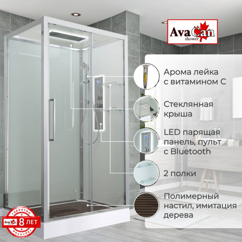 Душевая кабина AvaCan Z Z2912LED 120х90 прямоугольная с крышей ориентация универсальная - фото 2 Душевая кабина AvaCan Z Z2912LED 120х90 прямоугольная с крышей ориентация универсальная - фото 2