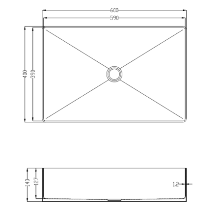 Раковина из нержавеющей стали AltroBagno Solido AltroBagnoSolido001022MtGr 60х40 накладная цвет оружейная сталь