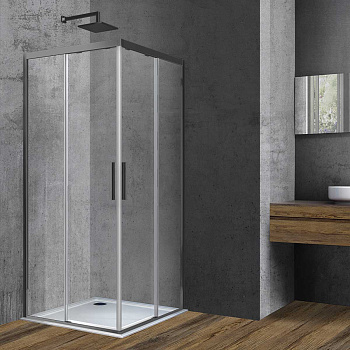 Душевой уголок Vincea Soft VSS-3SO900CLGM 90х90 стекло прозрачное профиль вороненая сталь без поддона