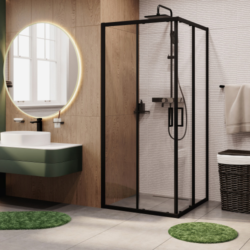 Душевой уголок Wasserkraft Dill 61S 61S03 90х90 стекло прозрачное профиль черный - фото 2