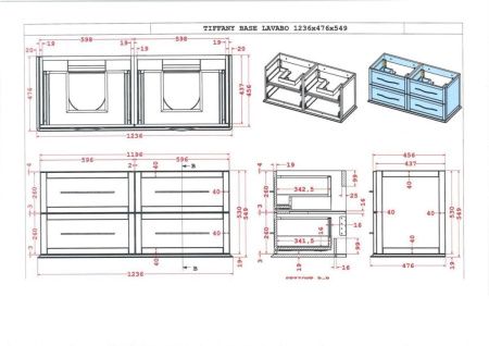 Тумба под раковину Cezares TIFFANY 54955 120х50 подвесная цвет черный