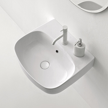 Раковина из сантехнического фарфора Kerasan Nolita 534001*1 50х45 накладная цвет белый глянцевый 1 отверстие под смеситель