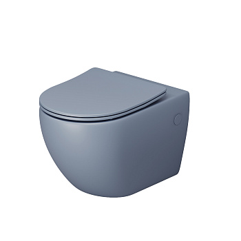 Унитаз подвесной Grossman Color GR-4411BSMS-21 голубой матовый с сиденьем безободковый каскадный смыв