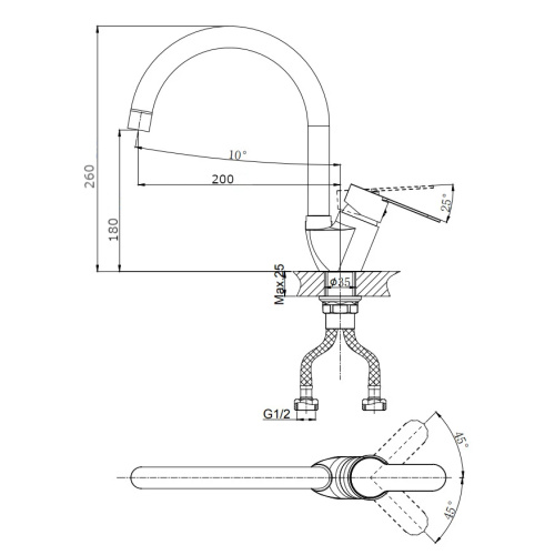 Смеситель для кухни Rush Tenerife TE2835-22 на мойку хром - фото 2