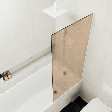 Душевая шторка на ванну Maybah Glass MGV-74-1у 60х140 стекло тонированное профиль белый ориентация универсальная