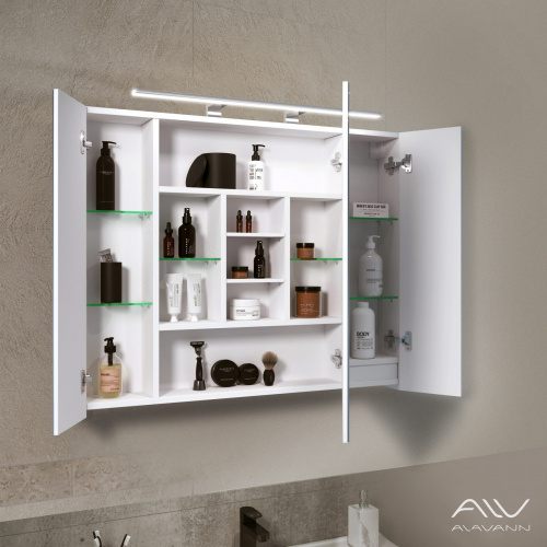 Зеркало-шкаф Alavann Univers ALV0297001 100х15х80 подвесной цвет белый - фото 2 Зеркало-шкаф Alavann Univers ALV0297001 100х15х80 подвесной цвет белый - фото 2