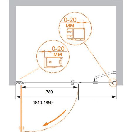 Душевая дверь Cezares ELENA ELENA-W-B-11-100+90-C-Cr 185х195 стекло прозрачное профиль хром