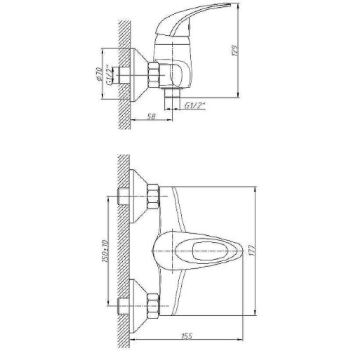 Cмеситель для ванны и душа Haiba HB2003 настенный хром - фото 2 Cмеситель для ванны и душа Haiba HB2003 настенный хром - фото 2