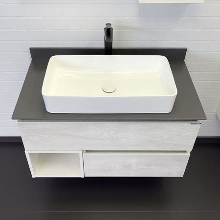 Тумба с раковиной Comforty Прага 00-00014425CF 90х50 подвесная цвет серый