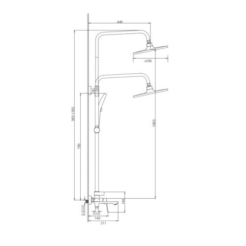 Душевая стойка Splenka S41.24.09 настенная цвет графит - фото 3