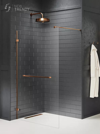 Душевая перегородка New Trendy AVEXA Copper brushed EXK-7175 160х200 стекло прозрачное профиль медь брашированная