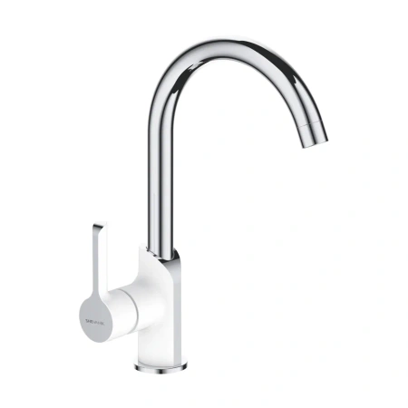 Смеситель для кухни Shevanik S6053F на мойку белый/хром