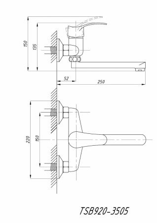 Смеситель для кухни TSARSBERG TSB-920-3505 настенный хром