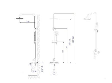 Душевая стойка Rush Santiago SUS1116-40Black настенная цвет черный