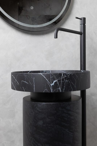 Раковина из искусственного камня Boheme Corian 801-NM 40х40 накладная цвет черный мрамор - фото 4