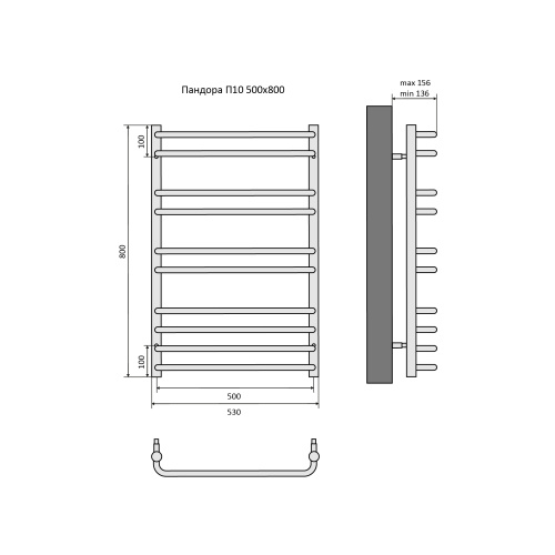 Полотенцесушитель Aquatek Пандора AQ RRС1080BL 50х80 водяной черный - фото 4