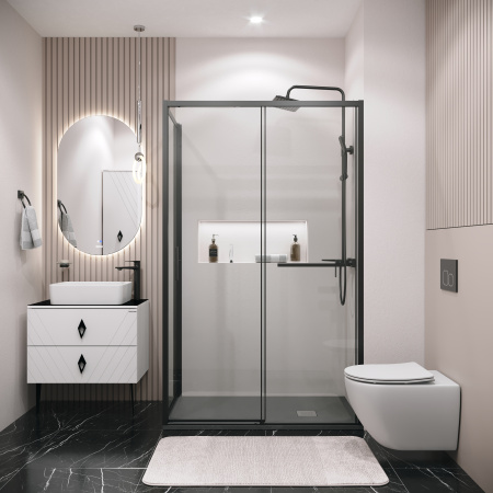 Боковая стенка Grossman Style 200.K33.05.100.21.00 100x195 стекло прозрачное профиль черный матовый