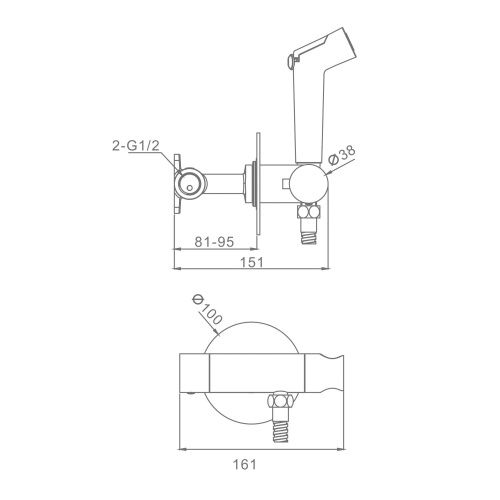 Гигиенический душ со смесителем Raglo R23.56.06 черный - фото 2