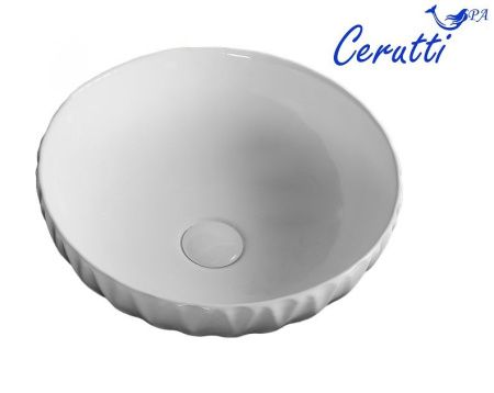 Раковина из сантехнического фарфора Cerutti SPA CR3301B 40х40 накладная цвет белый без отверстий под смеситель