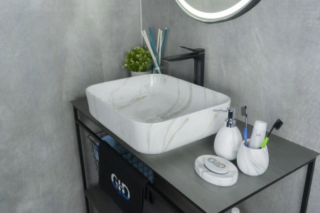 Раковина керамическая Gid Geométrico 54426 50х40 накладная цвет многоцветный без отверстий под смеситель