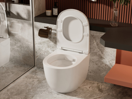 Унитаз приставной Abber Bequem AC1111 белый с сиденьем микролифт безободковый каскадный смыв